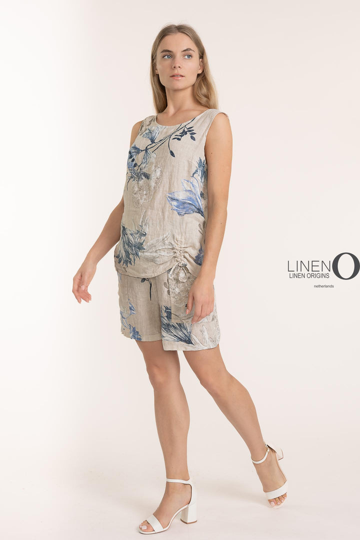 Premium Woven French Linen Sv/L Top Floral - Breathable Naturals | Glam & Fame Clothing