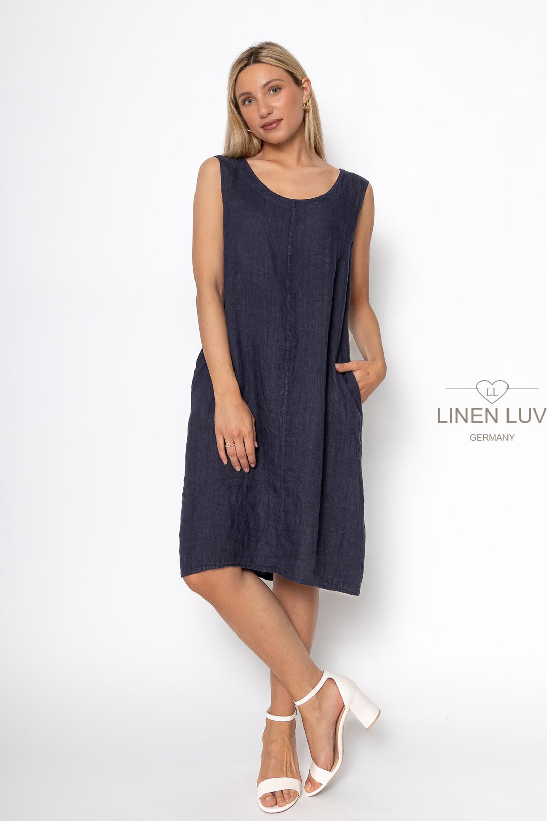 French Linen Camisole Shift Dress - Breathable Naturals | Glam & Fame Clothing