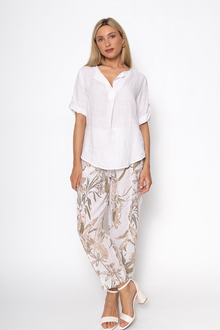 French Linen Classic Popover Shirt - Breathable Naturals | Glam & Fame Clothing