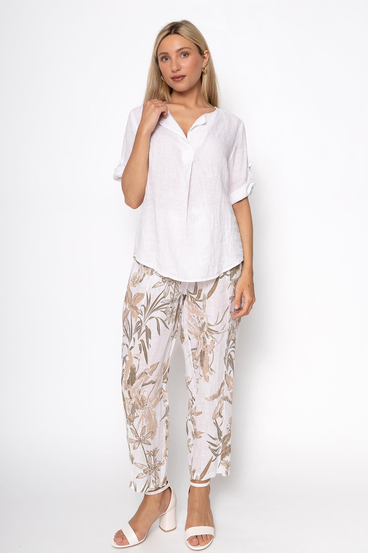 French Linen Classic Popover Shirt - Breathable Naturals | Glam & Fame Clothing