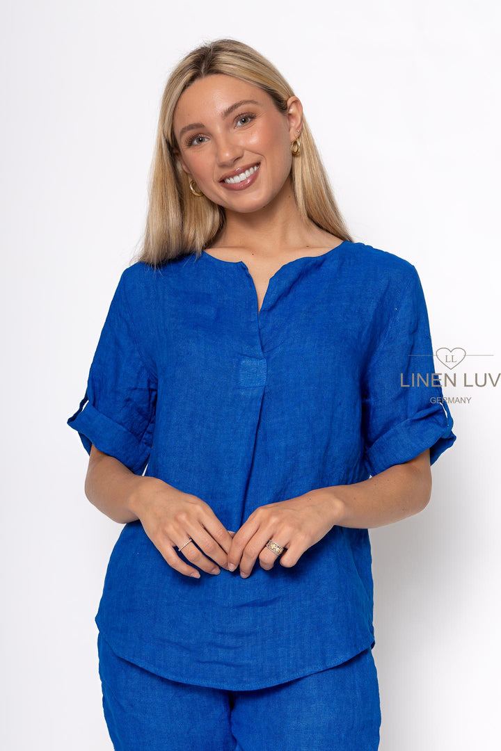 French Linen Classic Popover Shirt - Breathable Naturals | Glam & Fame Clothing