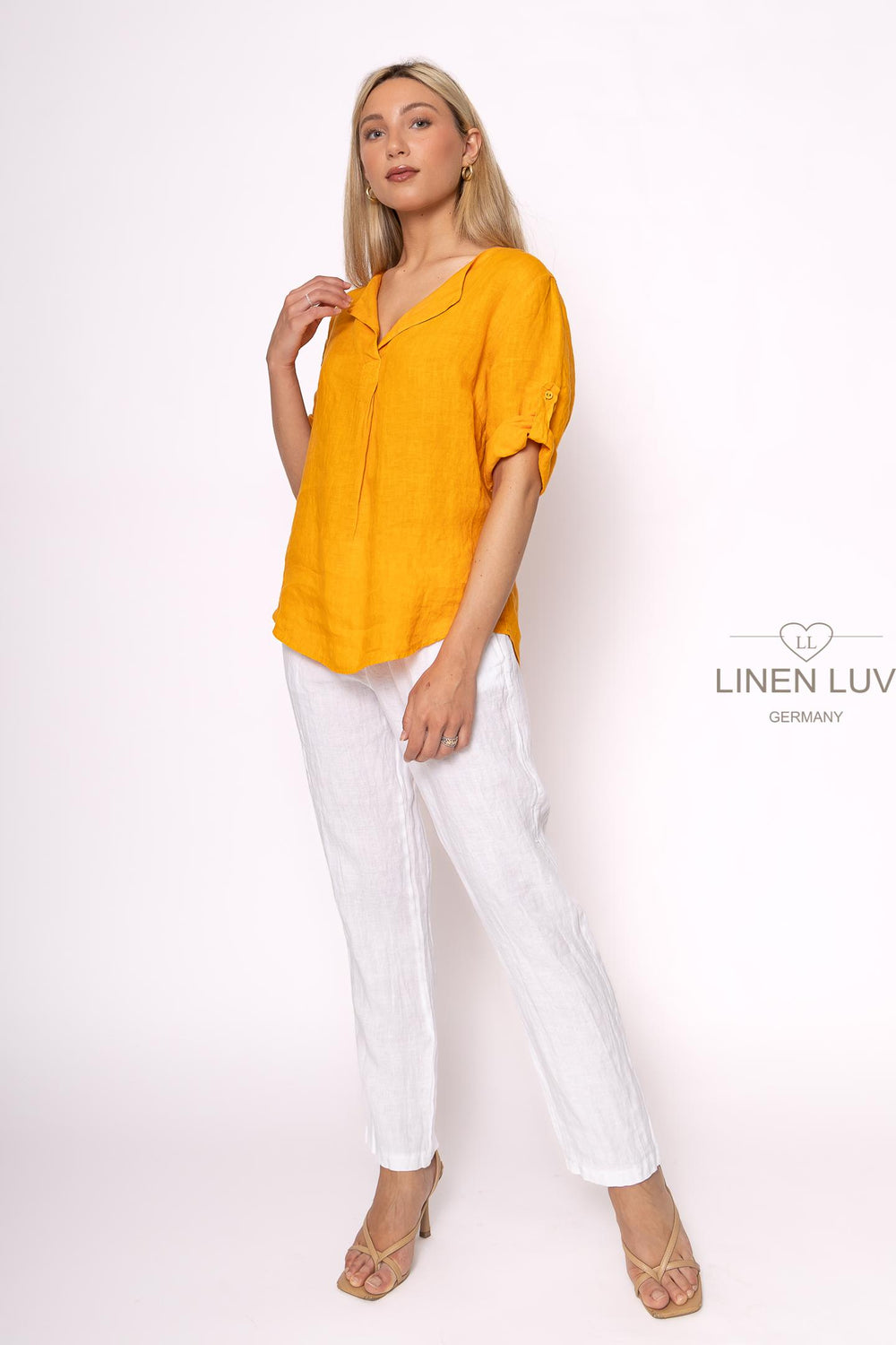 French Linen Classic Popover Shirt - Breathable Naturals | Glam & Fame Clothing