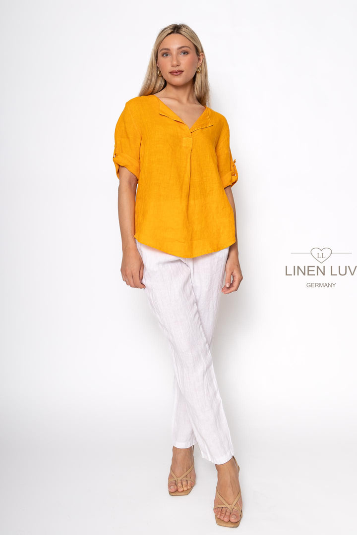 French Linen Classic Popover Shirt - Breathable Naturals | Glam & Fame Clothing