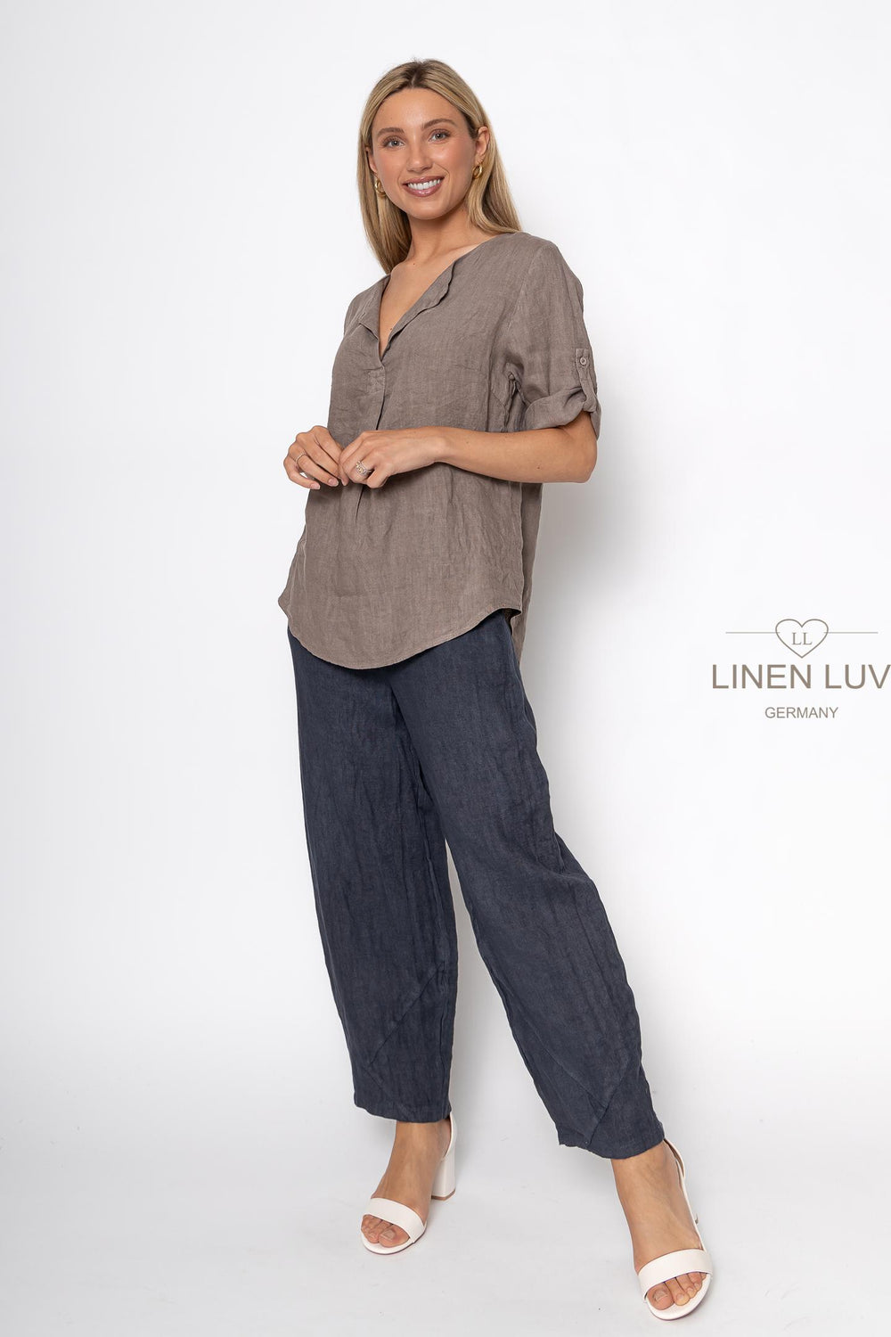 French Linen Classic Popover Shirt - Breathable Naturals | Glam & Fame Clothing