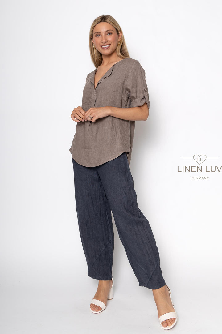 French Linen Classic Popover Shirt - Breathable Naturals | Glam & Fame Clothing