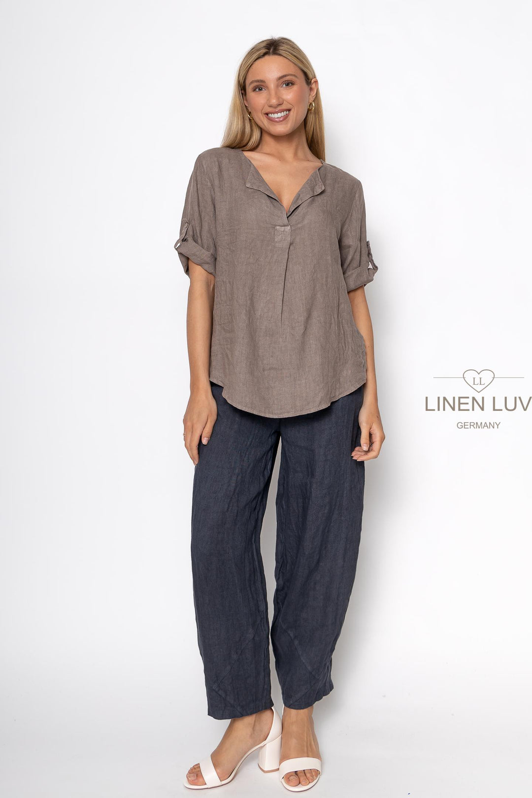 French Linen Classic Popover Shirt - Breathable Naturals | Glam & Fame Clothing
