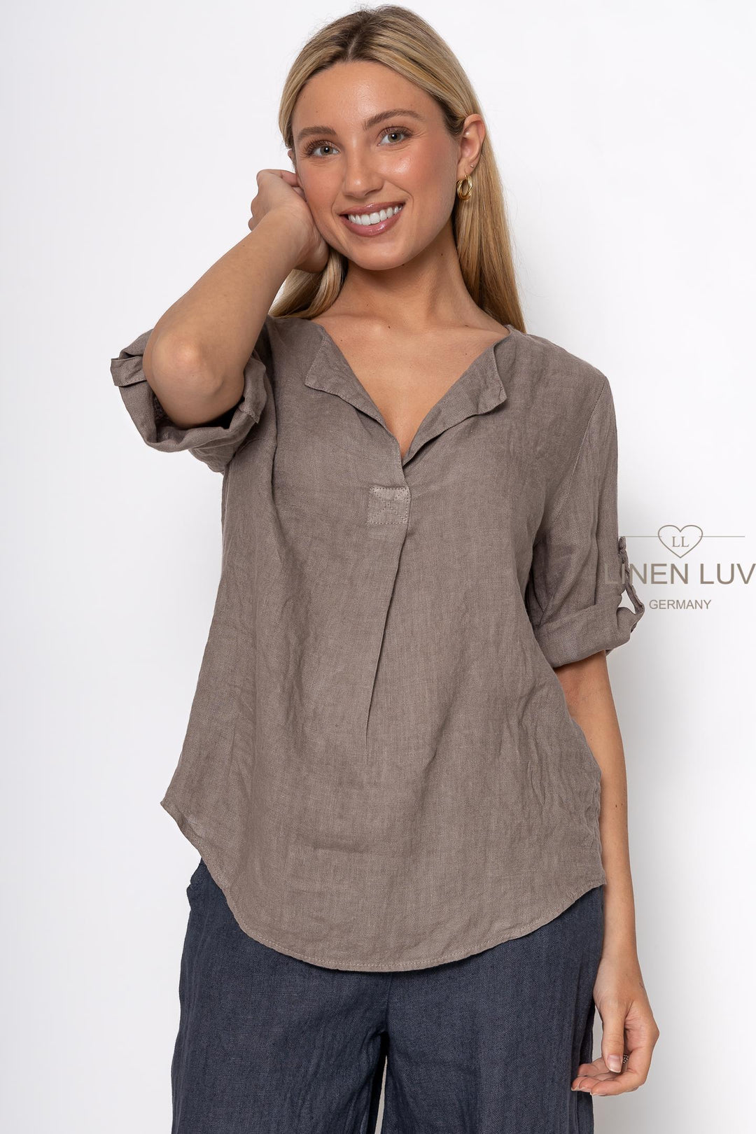 French Linen Classic Popover Shirt - Breathable Naturals | Glam & Fame Clothing