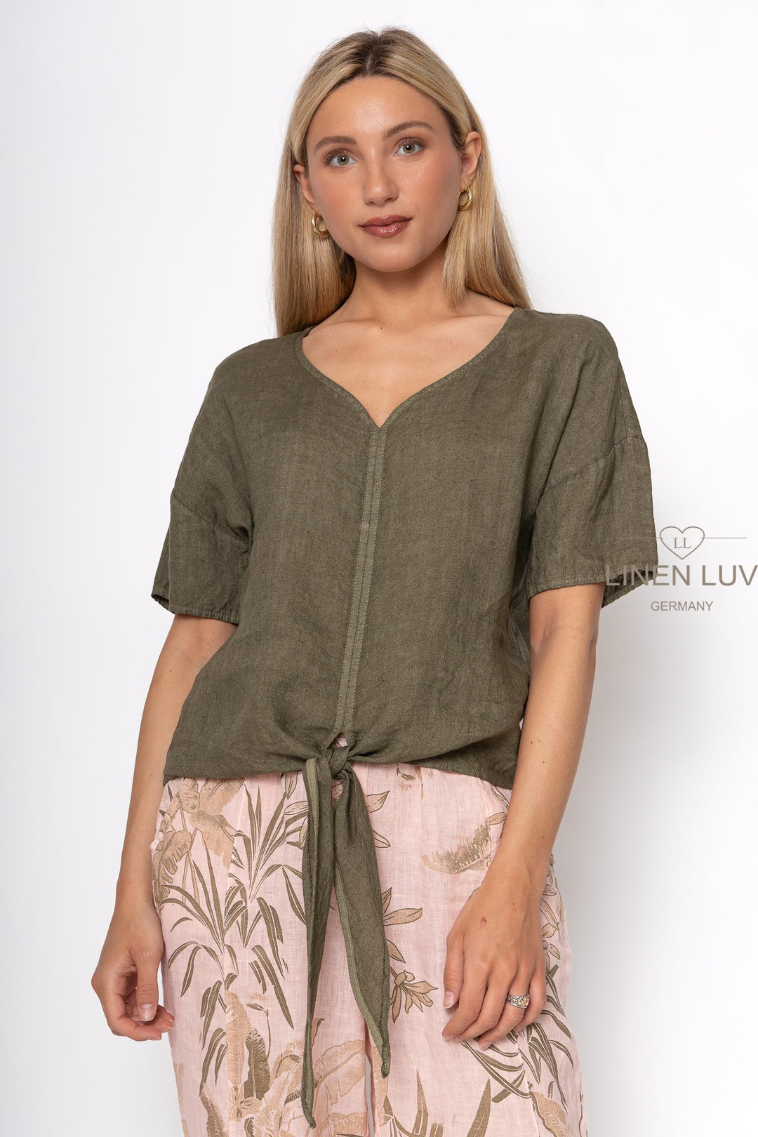 French Linen Tie Blouse