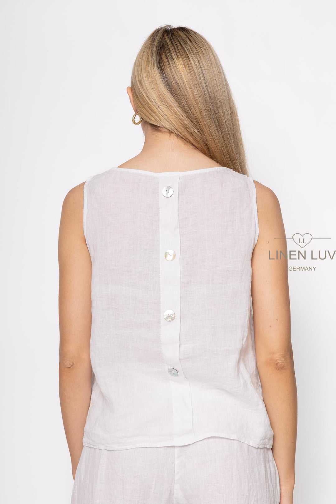 French Linen Sleeveless Top Button Accent - Breathable Naturals | Glam & Fame Clothing