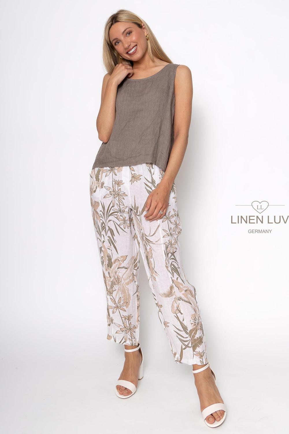 French Linen Sleeveless Top Button Accent - Breathable Naturals | Glam & Fame Clothing