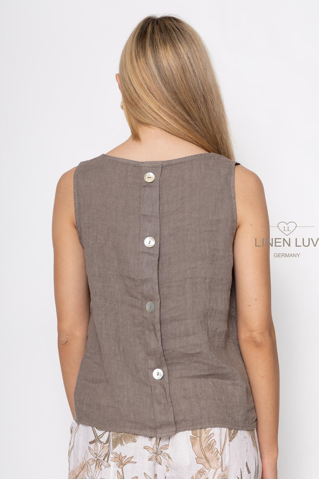 French Linen Sleeveless Top Button Accent - Breathable Naturals | Glam & Fame Clothing