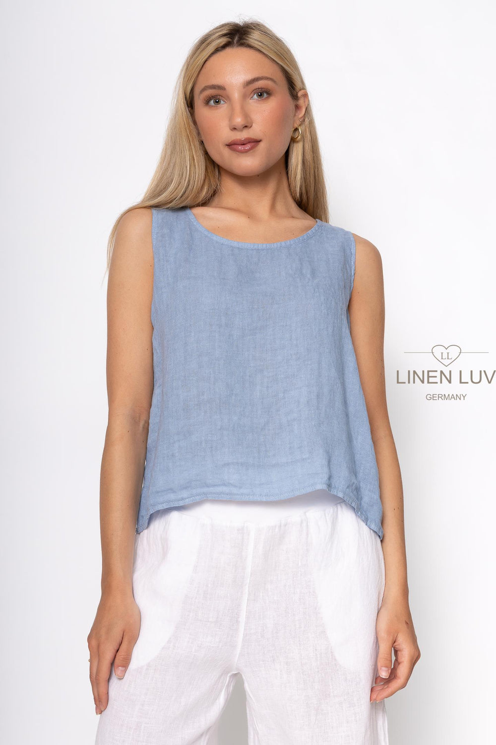 French Linen Sleeveless Top Button Accent - Breathable Naturals | Glam & Fame Clothing