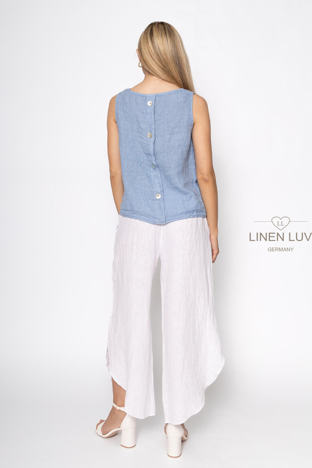 French Linen Sleeveless Top Button Accent - Breathable Naturals | Glam & Fame Clothing