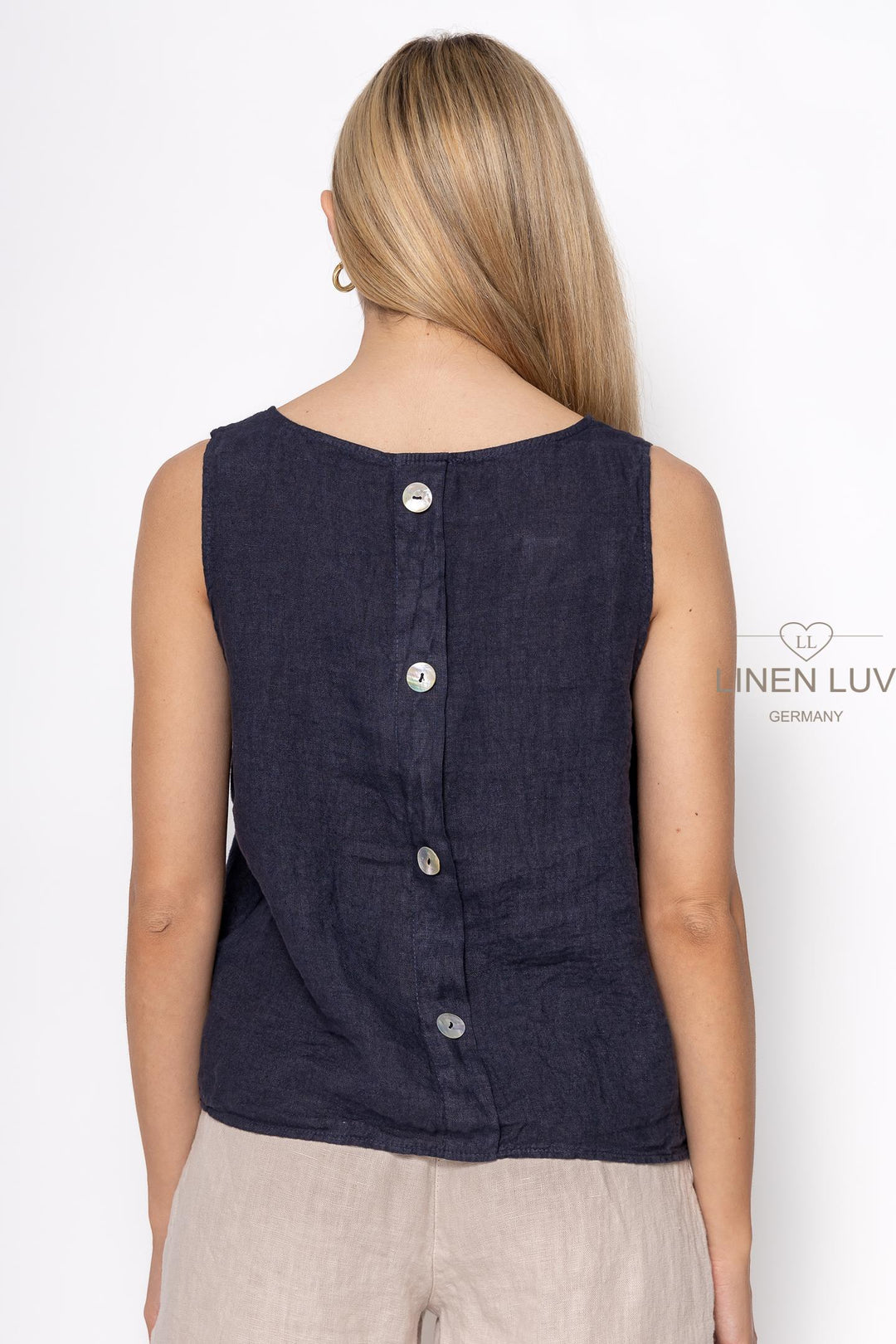 French Linen Sleeveless Vest Top - Breathable Naturals | Glam & Fame Clothing