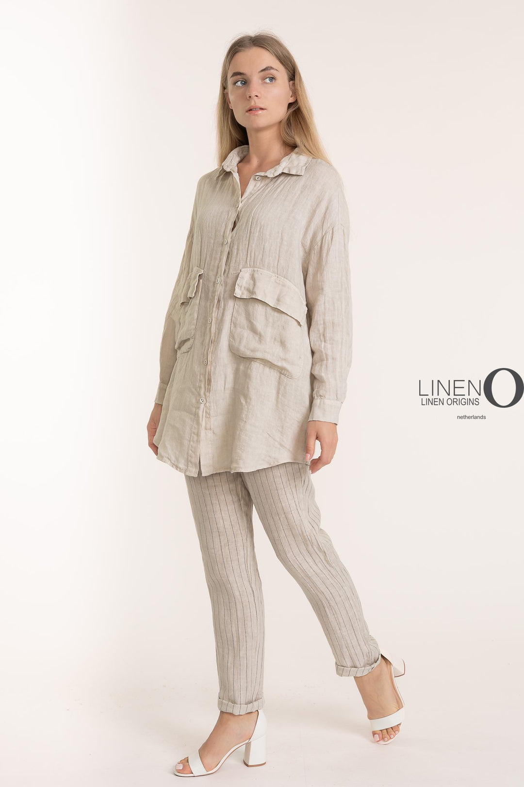 French Linen Oversized Shirt - Breathable Naturals | Glam & Fame Clothing