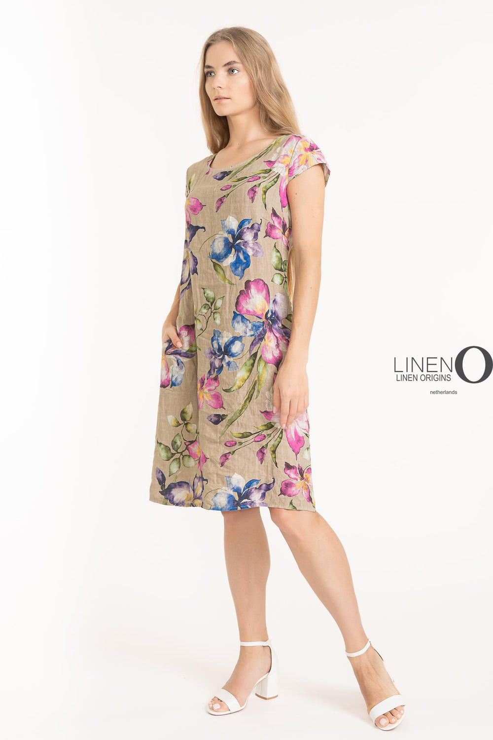 French Linen Sheath Dress With Pockets - Breathable Naturals | Glam & Fame Clothing