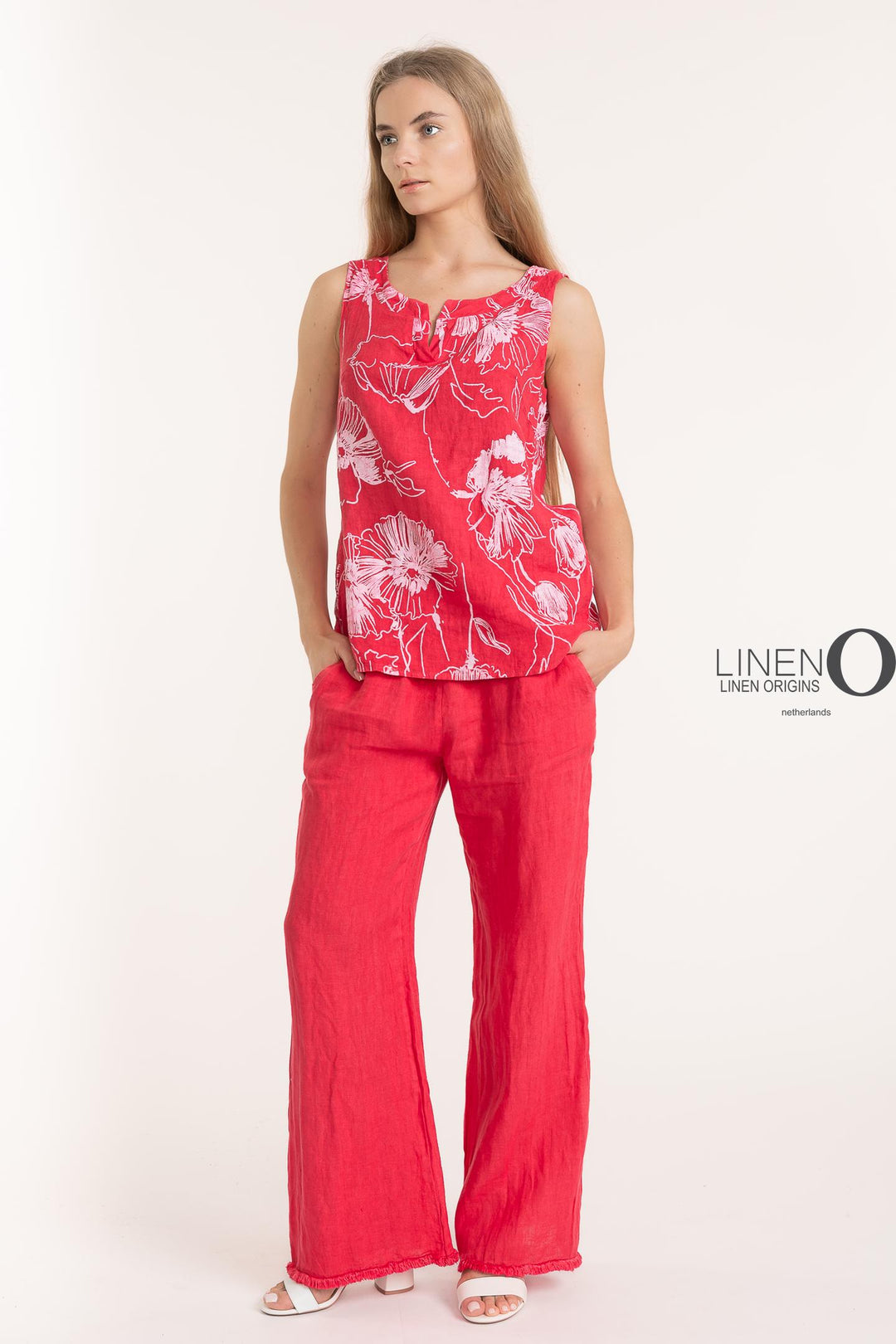 French Linen V - Neck Sleeveless Top