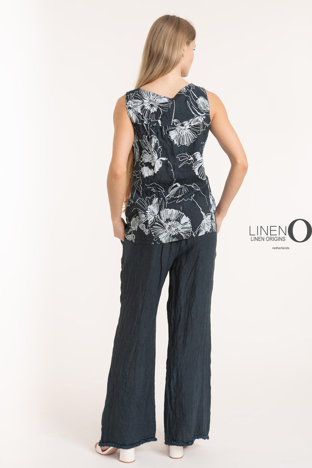French Linen V - Neck Sleeveless Top