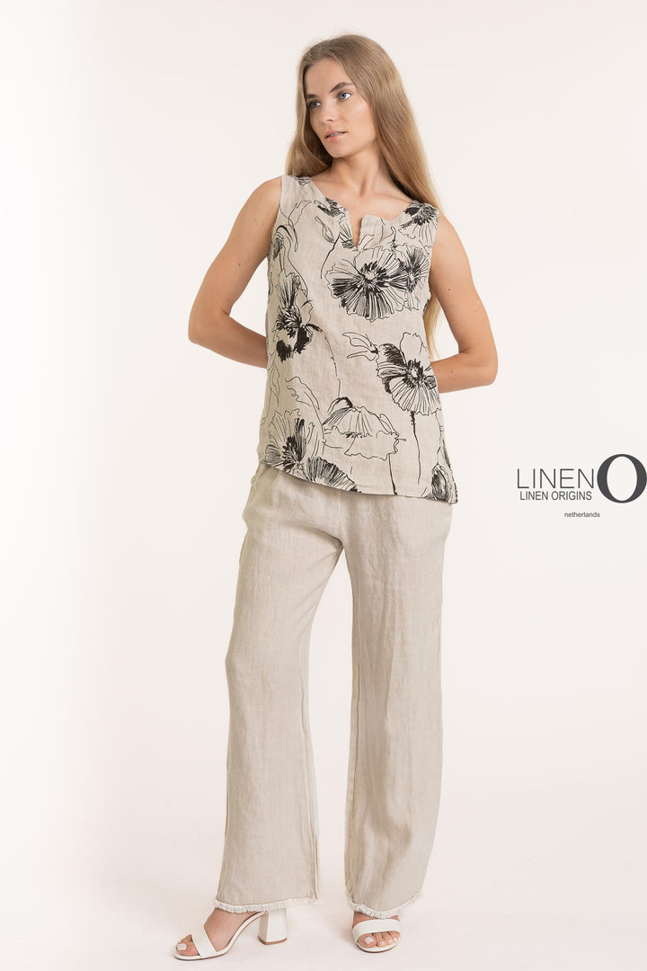 French Linen V - Neck Sleeveless Top - Breathable Naturals | Glam & Fame Clothing