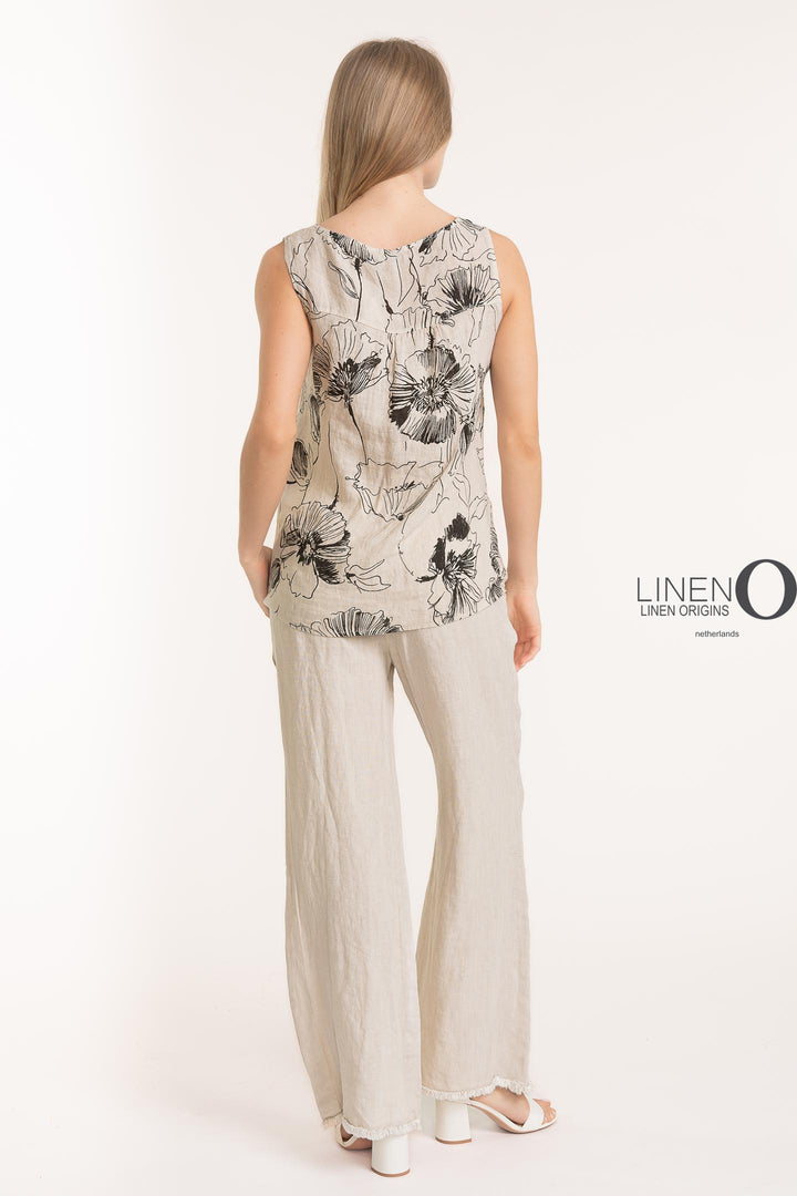 French Linen V - Neck Sleeveless Top - Breathable Naturals | Glam & Fame Clothing