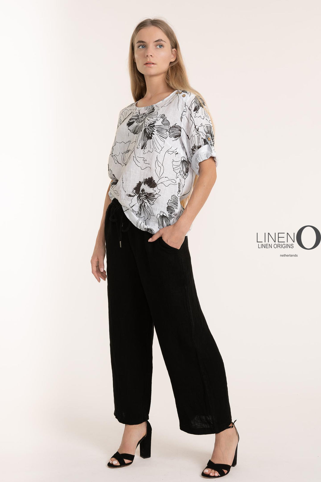 French Linen Blouse Print - Breathable Naturals | Glam & Fame Clothing