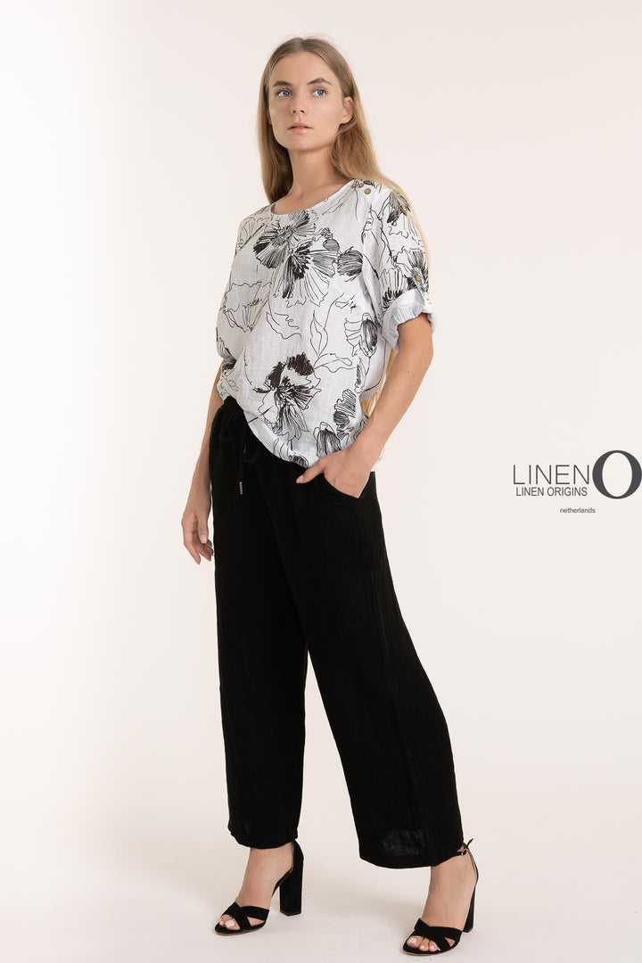 French Linen Blouse Print - Breathable Naturals | Glam & Fame Clothing