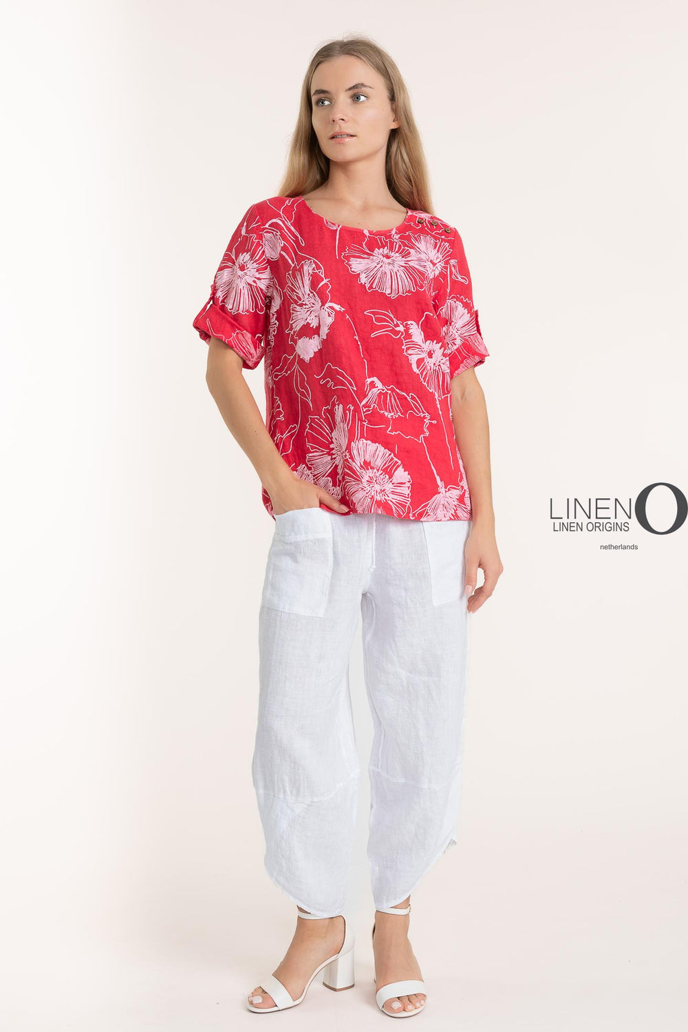 French Linen Blouse Print - Breathable Naturals | Glam & Fame Clothing