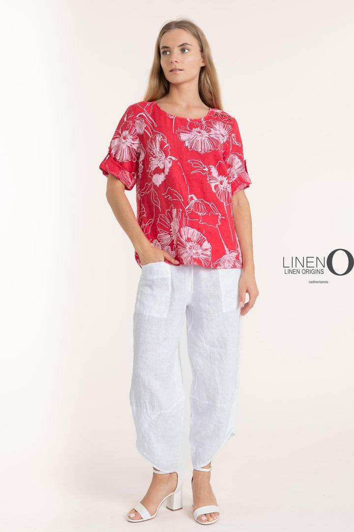 French Linen Blouse Print - Breathable Naturals | Glam & Fame Clothing