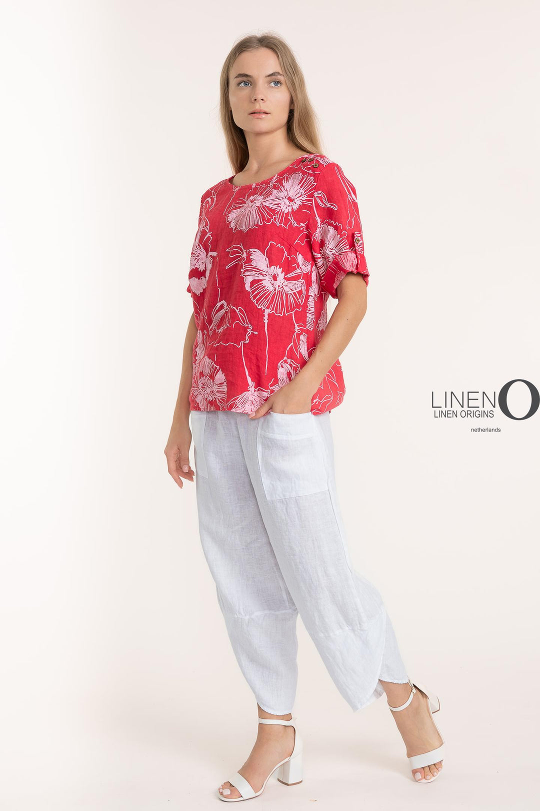 French Linen Blouse Print - Breathable Naturals | Glam & Fame Clothing