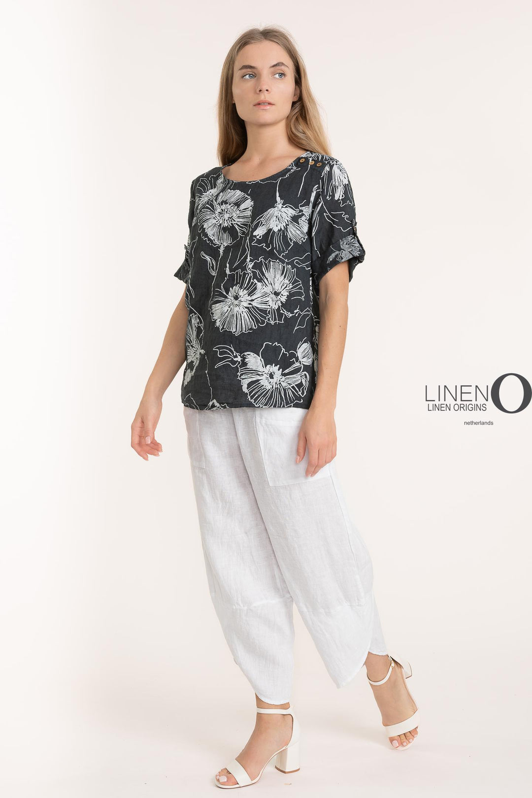 French Linen Blouse Print - Breathable Naturals | Glam & Fame Clothing