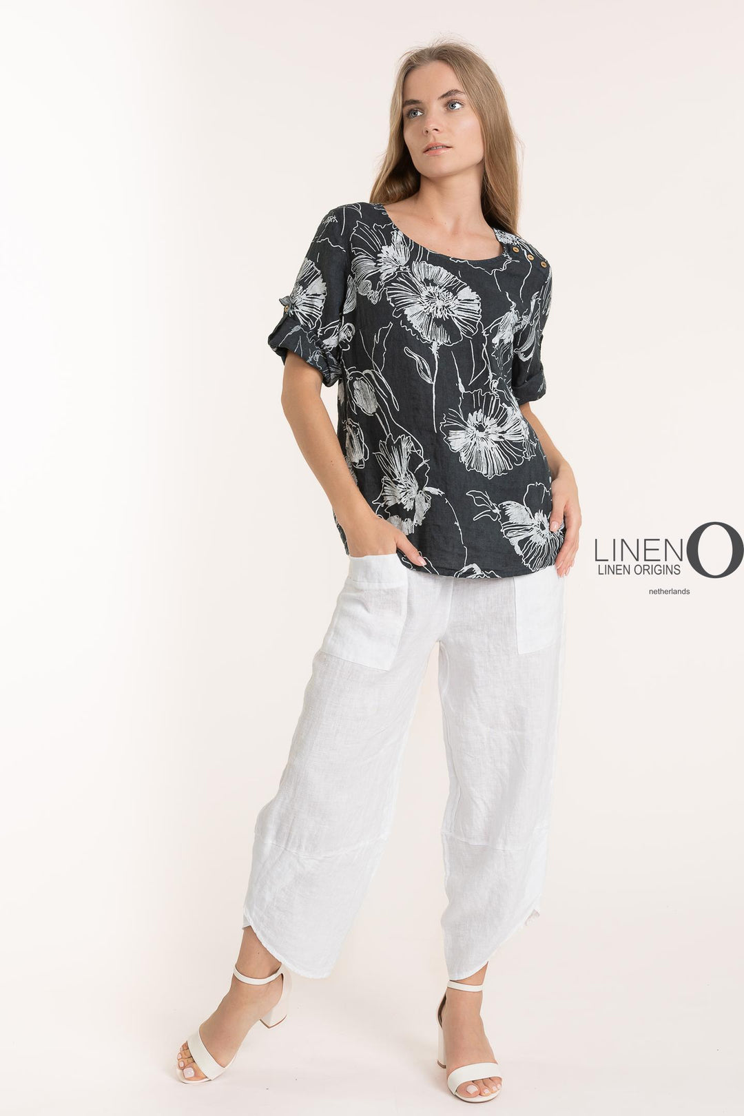 French Linen Blouse Print - Breathable Naturals | Glam & Fame Clothing
