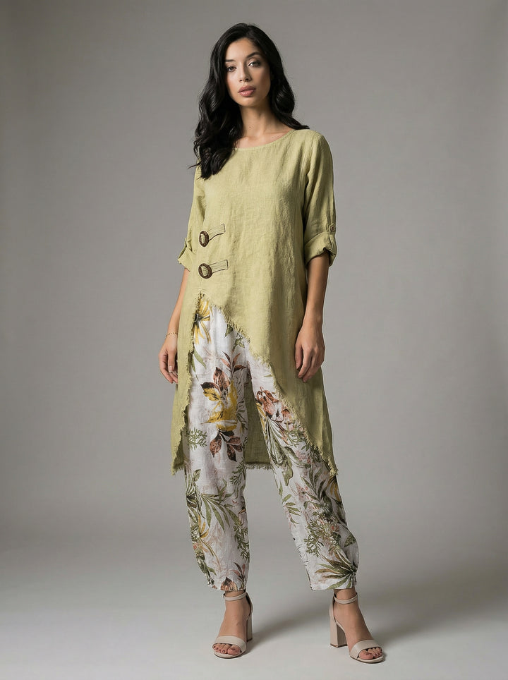 French Linen Barrel Pant Print - Breathable Naturals | Glam & Fame Clothing
