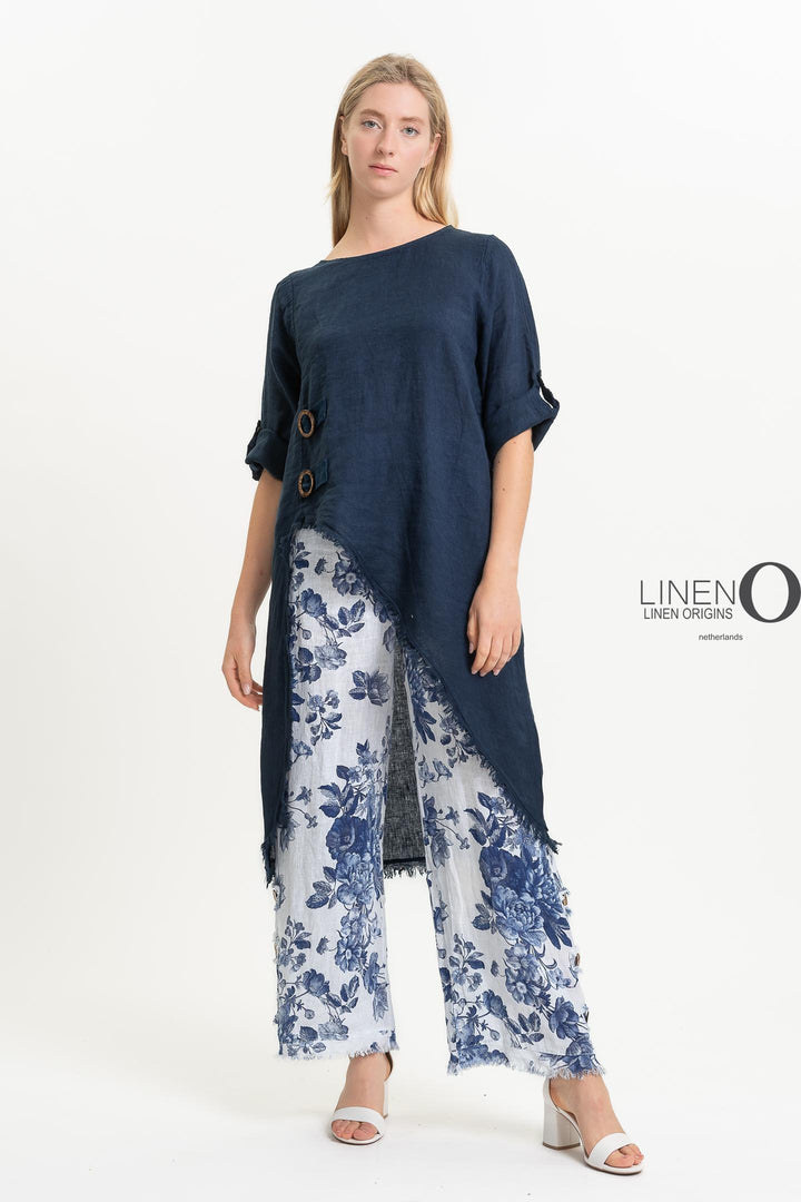 French Linen Asymmetric Tunic - Breathable Naturals | Glam & Fame Clothing