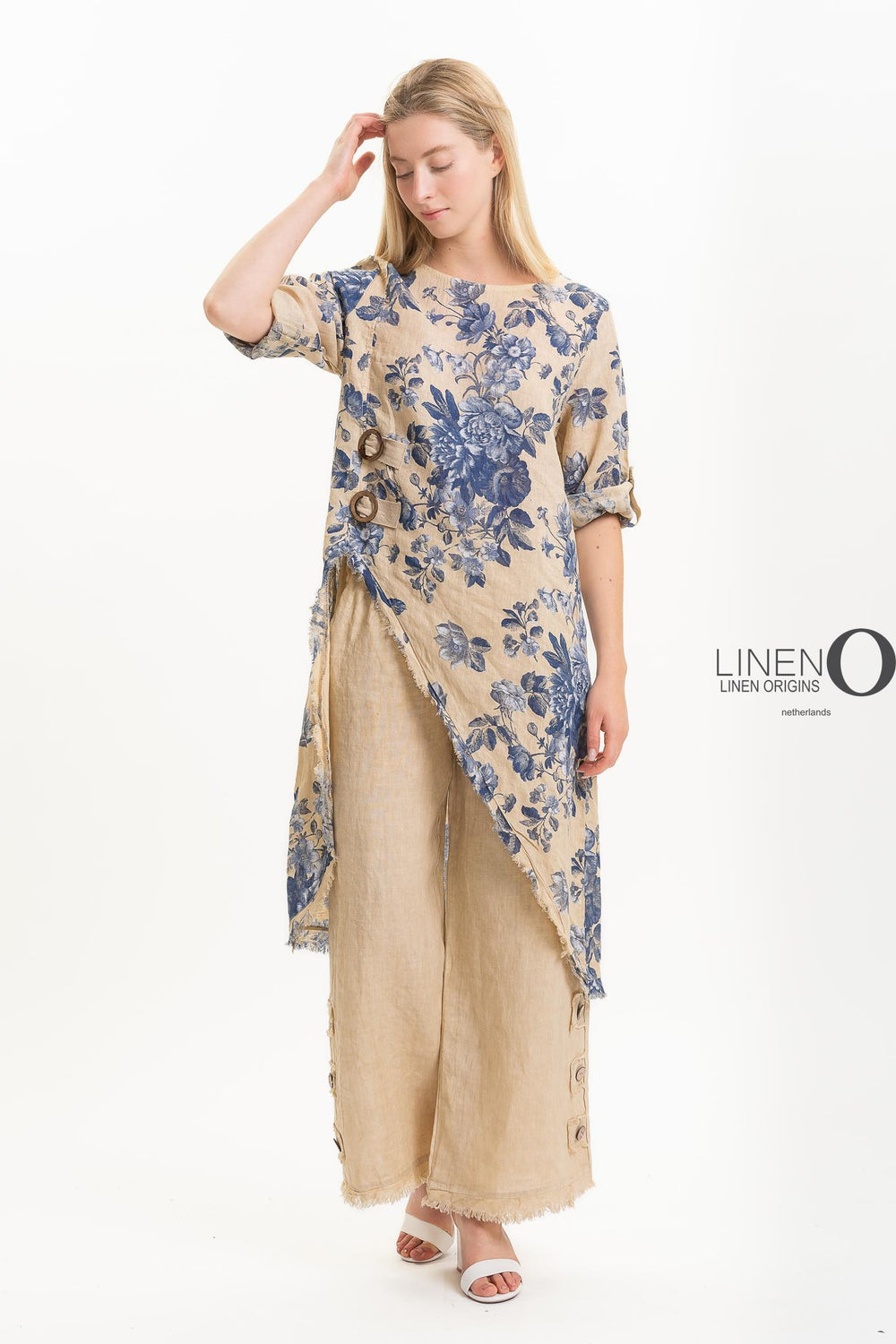 French Linen Asymmetric Tunic Print - Breathable Naturals | Glam & Fame Clothing