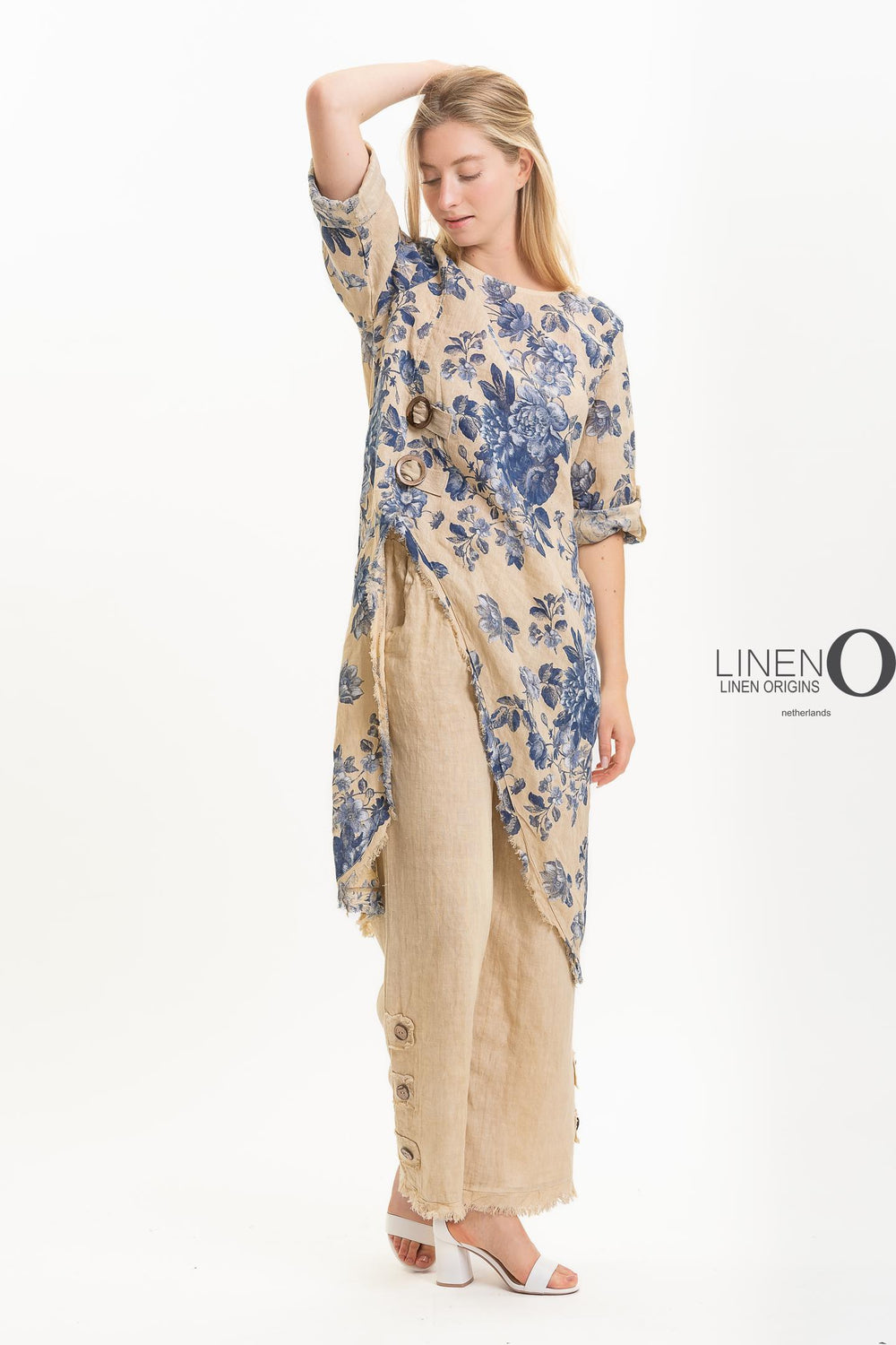 French Linen Asymmetric Tunic Print - Breathable Naturals | Glam & Fame Clothing