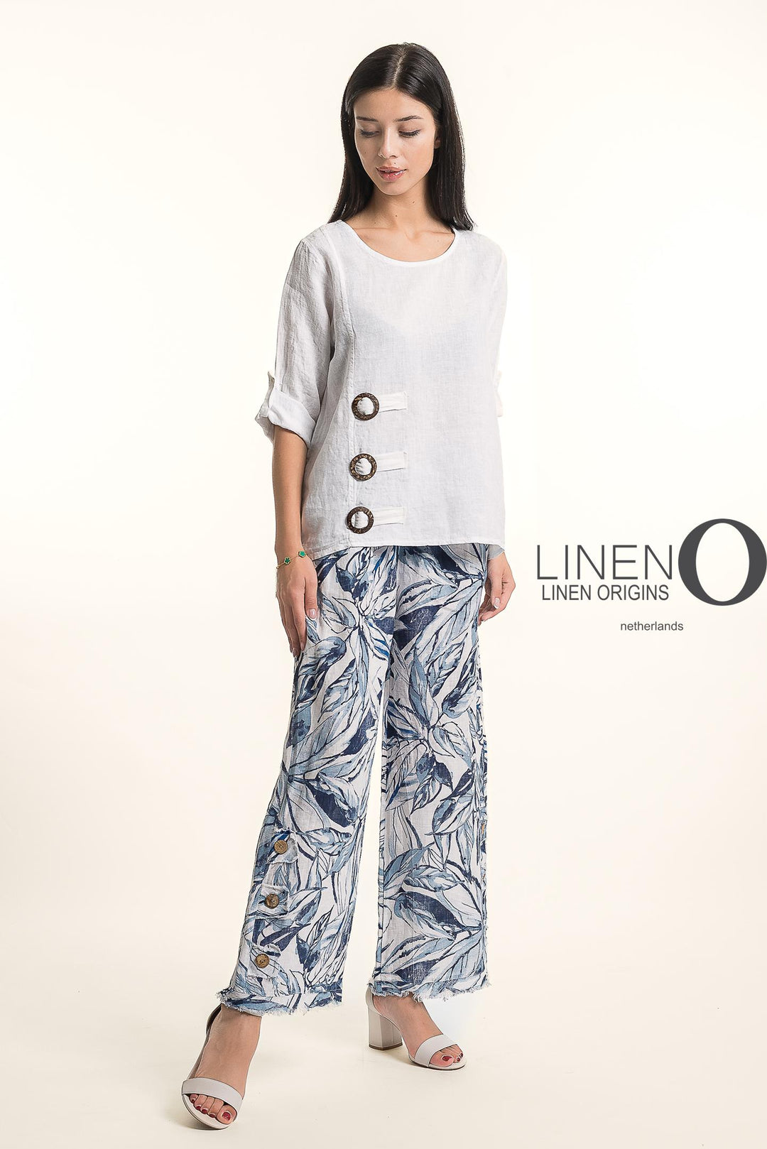 French Linen Blouse Buckle Accent
