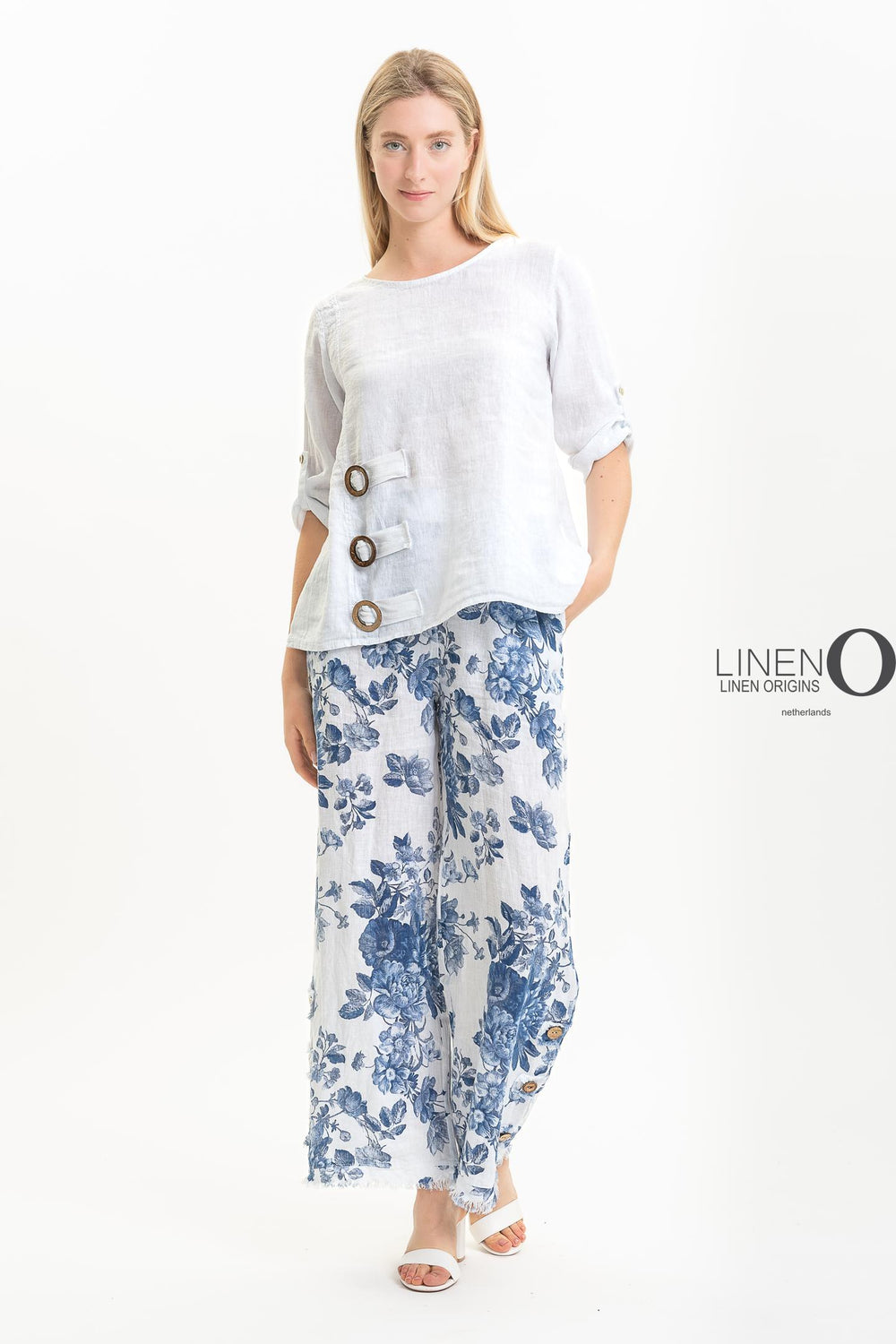 French Linen Blouse Buckle Accent - Breathable Naturals | Glam & Fame Clothing