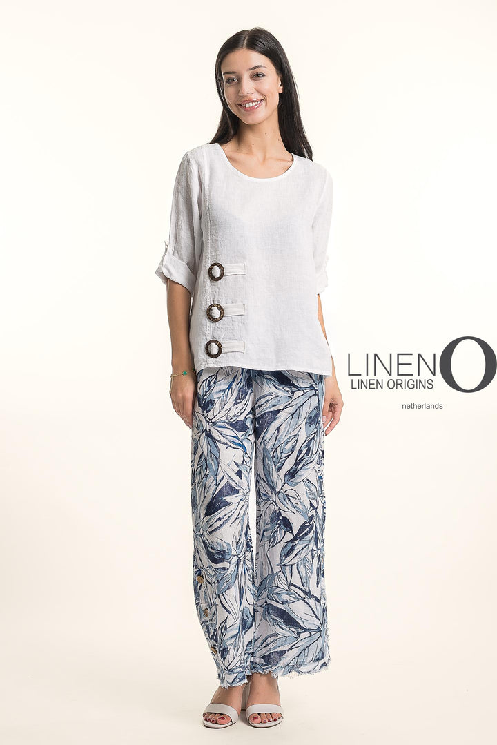 French Linen Blouse Buckle Accent