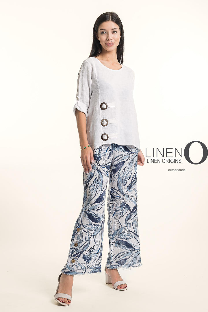 French Linen Blouse Buckle Accent