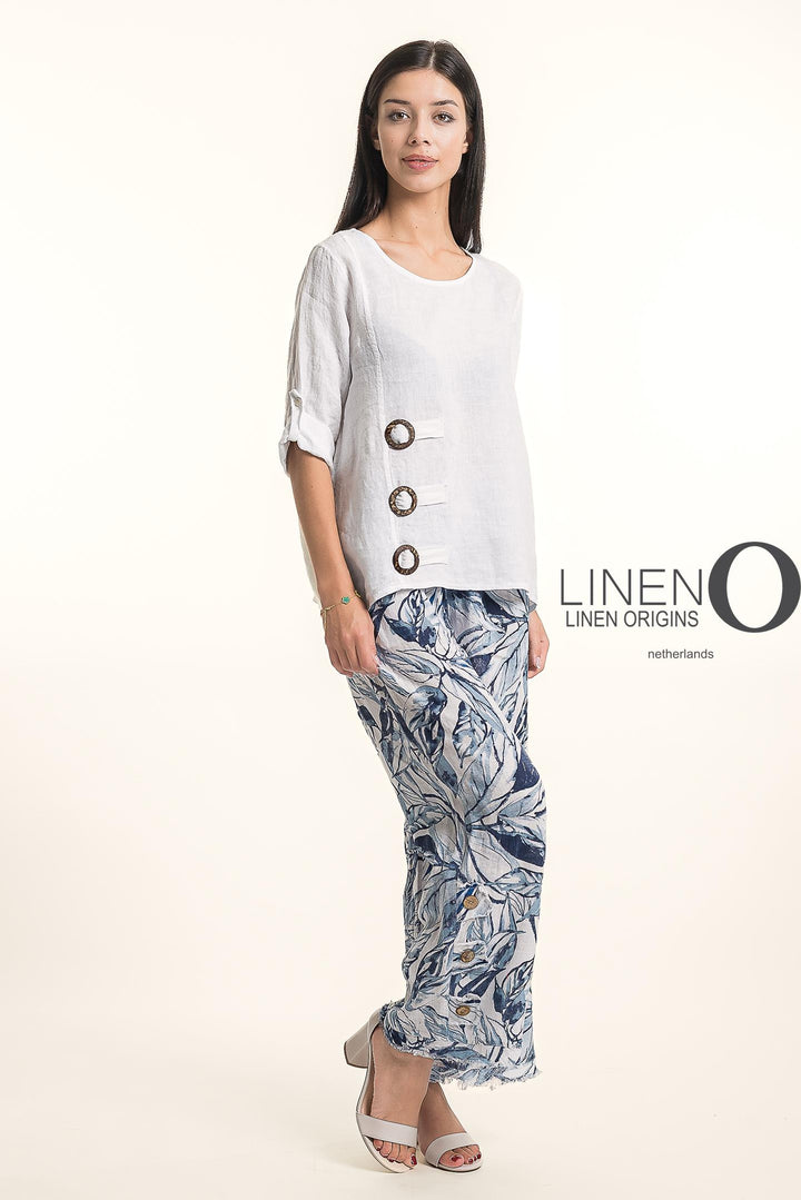 French Linen Blouse Buckle Accent