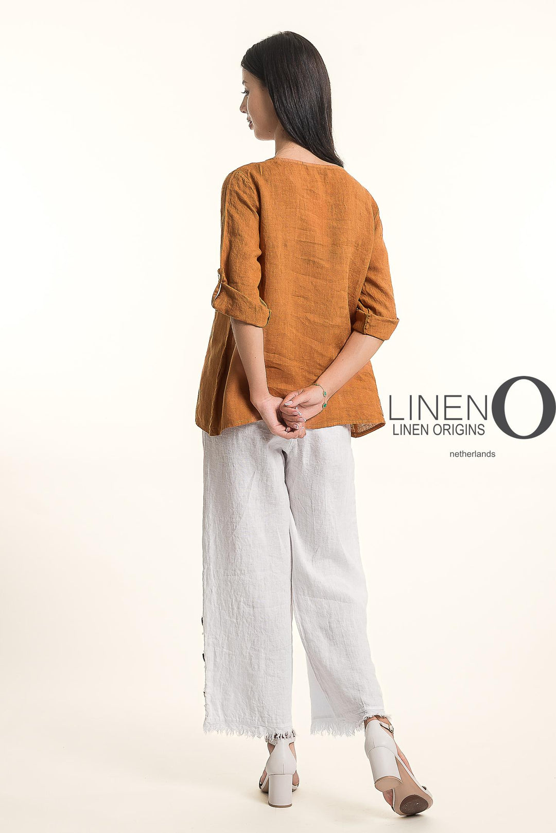 French Linen Blouse Buckle Accent