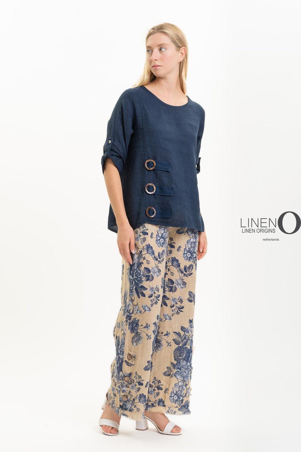 French Linen Blouse Buckle Accent - Breathable Naturals | Glam & Fame Clothing