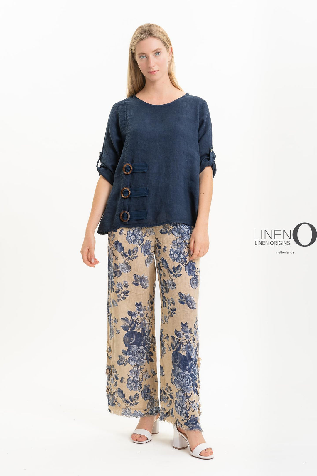 French Linen Blouse Buckle Accent - Breathable Naturals | Glam & Fame Clothing