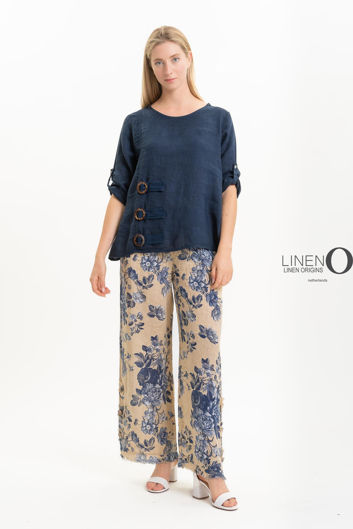 French Linen Blouse Buckle Accent - Breathable Naturals | Glam & Fame Clothing