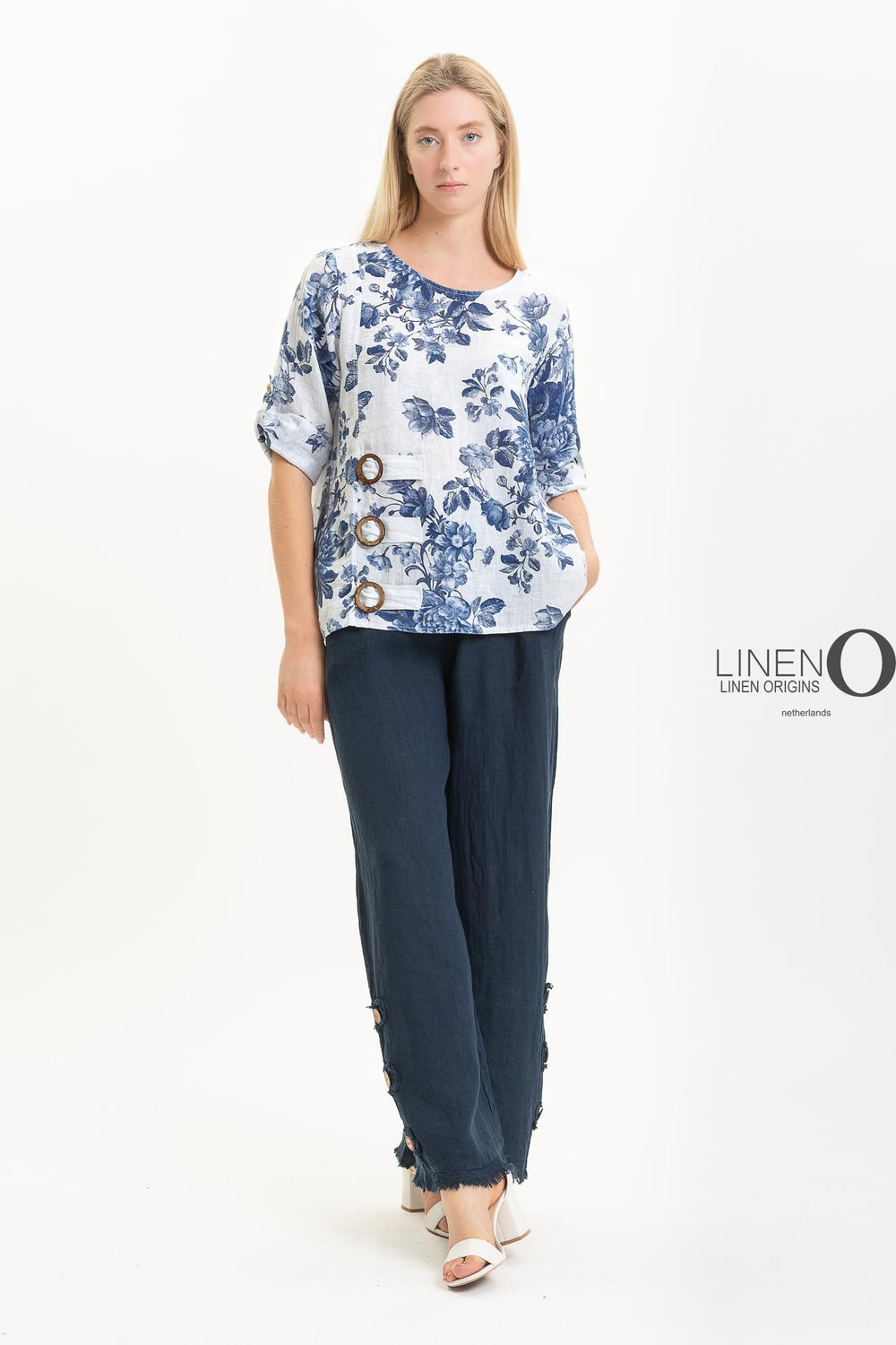French Linen Blouse Buckle Accent - Breathable Naturals | Glam & Fame Clothing