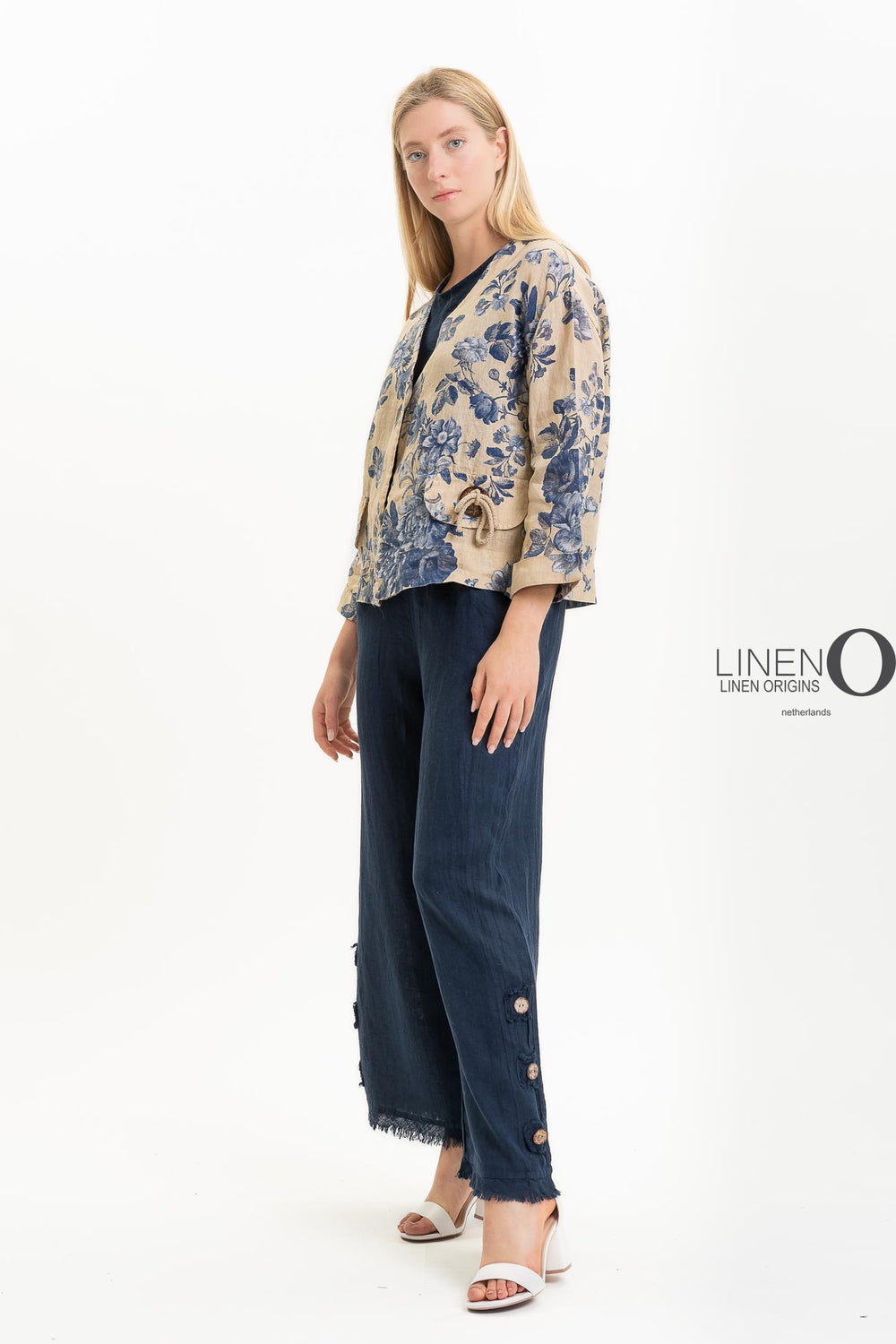 French Linen Jacket Vintage Garden - Breathable Naturals | Glam & Fame Clothing