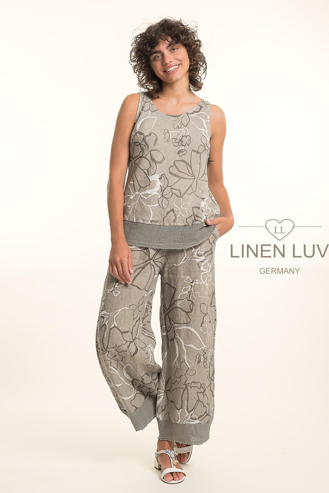 French Linen Shell Print Texture Accent - Breathable Naturals | Glam & Fame Clothing