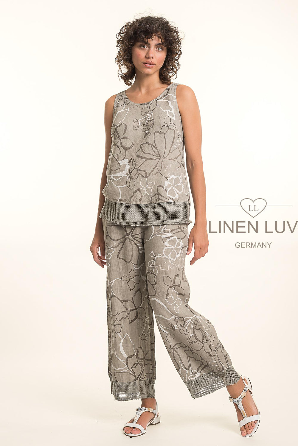 French Linen Shell Print Texture Accent - Breathable Naturals | Glam & Fame Clothing