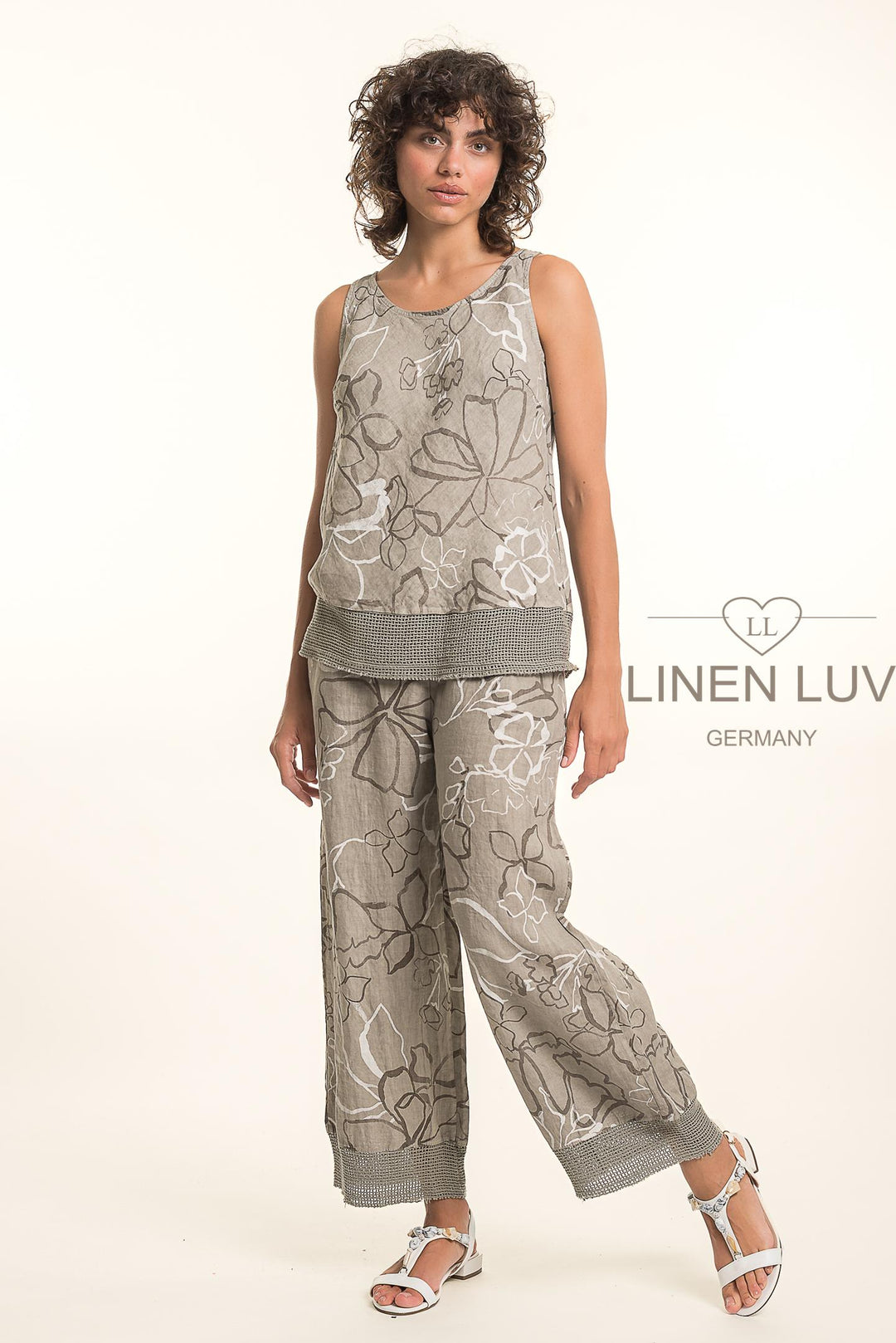 French Linen Shell Print Texture Accent - Breathable Naturals | Glam & Fame Clothing