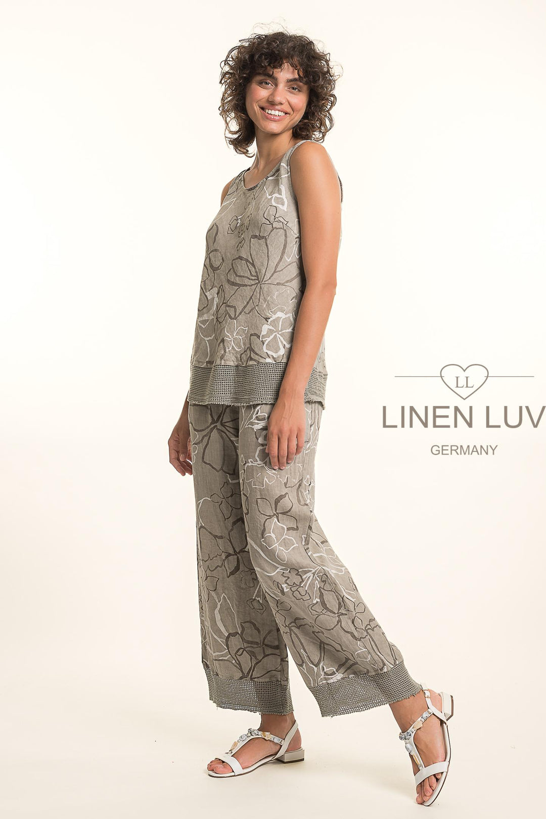 French Linen Shell Print Texture Accent - Breathable Naturals | Glam & Fame Clothing